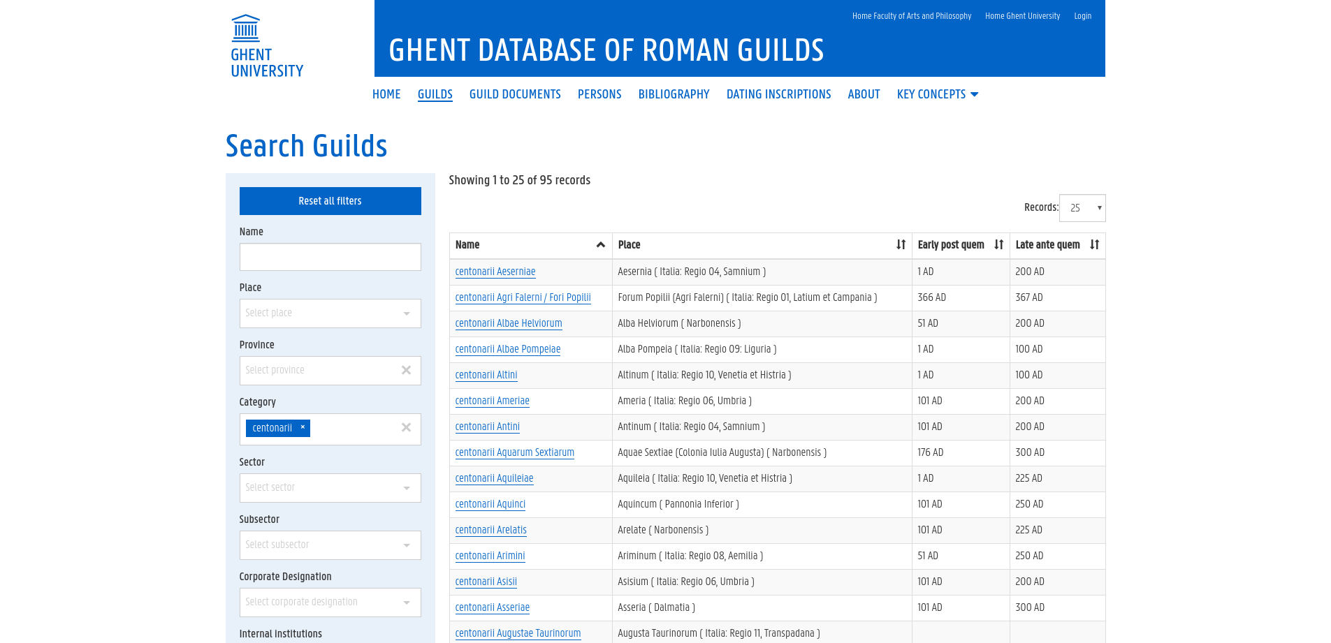 Search query: Guilds of category centonarii